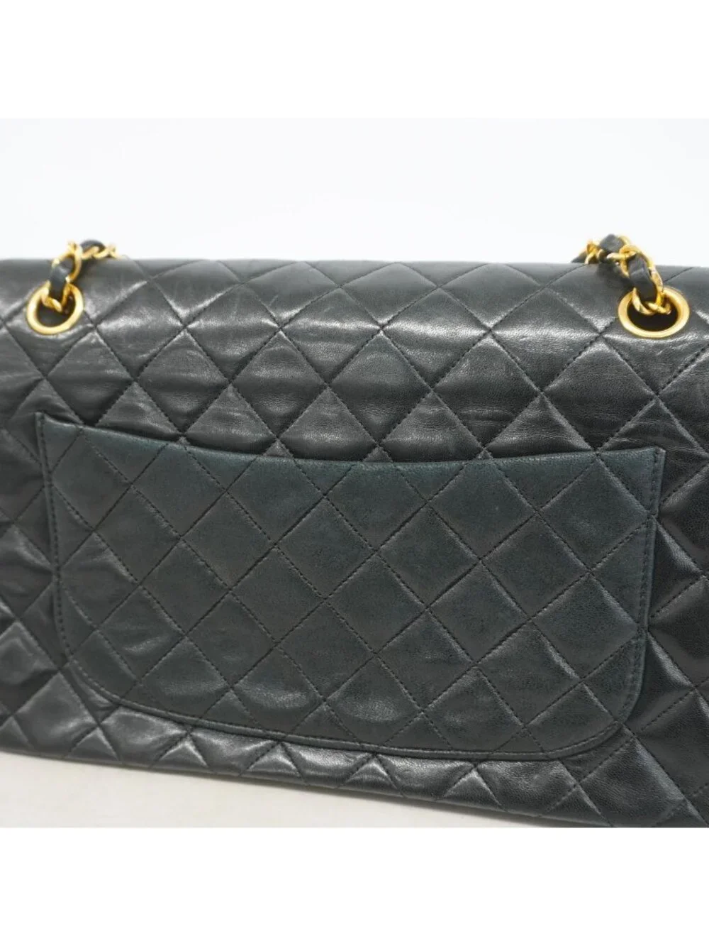 Chanel Shoulder Bag Quilted Lambskin Black Gold